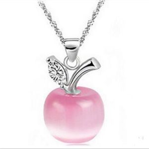 Pink Apple necklace 18 inch chain